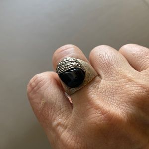 925 silver marcasite ebony ring size 6